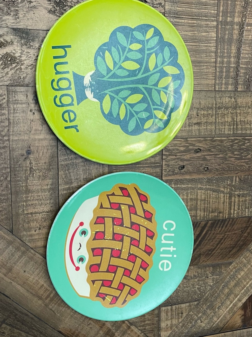 Jane Jenni retro, whimsical plates are 9-inch melamine "Personality Plates"